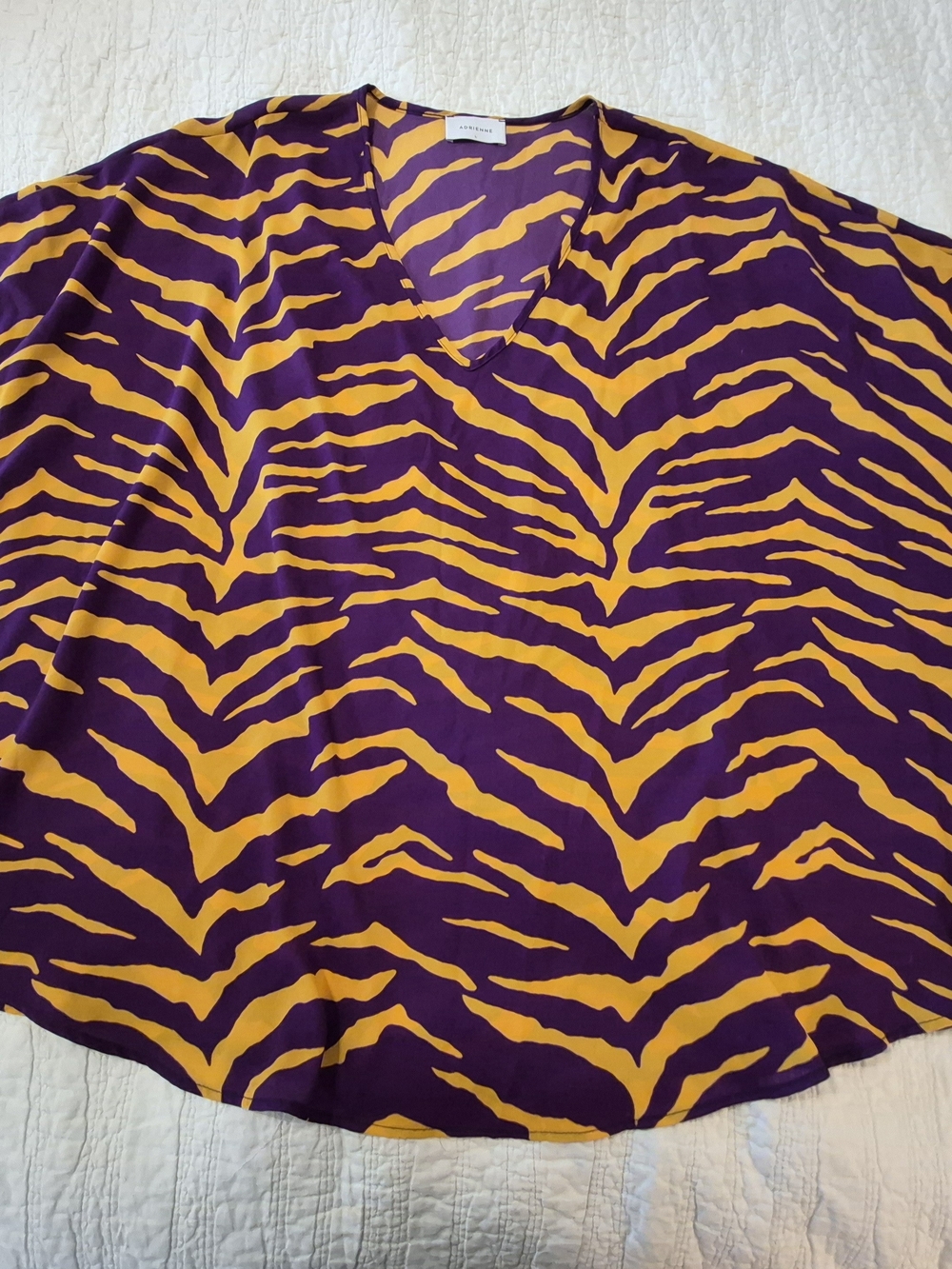 Adrienne Purple and Yellow Zebra Print V-Neck Tunic